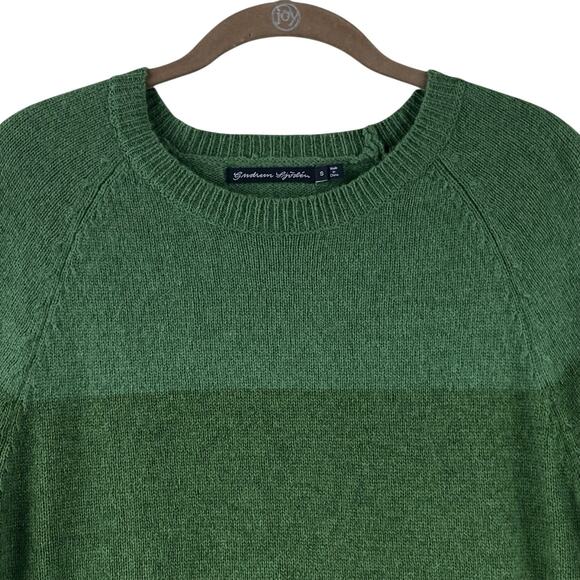 SOLD.   Gudrun Sjoden Wool Color Block Sweater Size S Green - Picture 2 of 7
